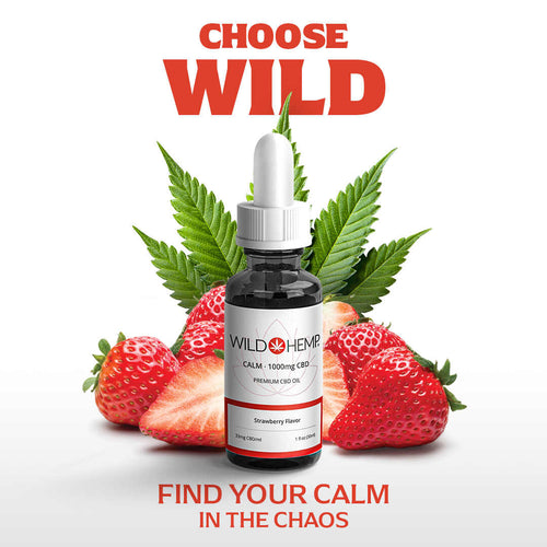 Calm CBD tincture flavored strawberry by Wild Hemp