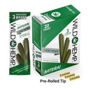 Natural Flavor Wild Hemp Blunt Wraps with filter tips