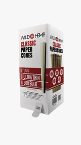 Bulk Rolling Paper Cones Box | 800/900 Ct. Pre-Rolls | Hemp & Classic Unbleached Paper