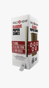 Bulk Rolling Paper Cones Box | 800/900 Ct. Pre-Rolls | Hemp & Classic Unbleached Paper