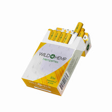 Load image into Gallery viewer, Pineapple flavor CBD cigarette hempette showing an open pack with a visible cigarette